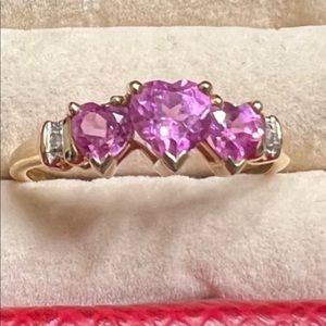 Vintage 10k Solid Gold Pink Sapphire Ring